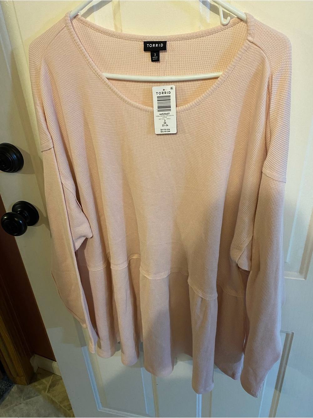 torrid Blush Pink Waffle Knit Peplum Pullover